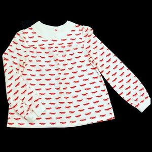 KATE SPADE RED FOX long sleeve top sz L euc